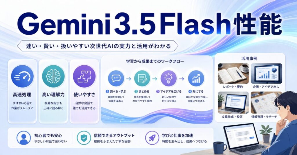 Gemini 3.5 Flash 性能 活用事例【2026年最新】のアイキャッチ