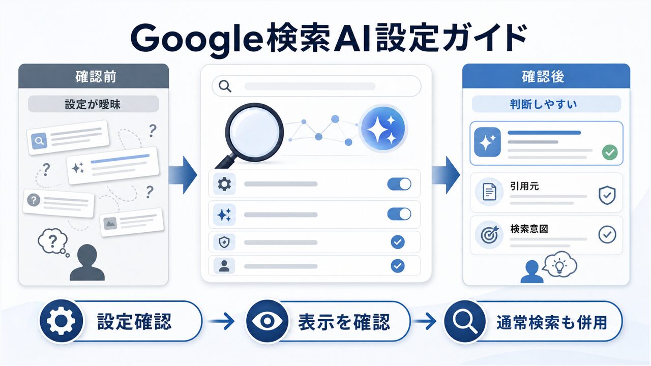 Google検索AI設定ガイドの要点図解