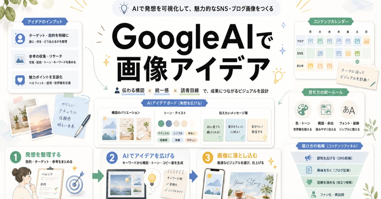 Google AIで画像アイデアを作る方法｜SNS・ブログ画像の構成を整えるコツのアイキャッチ
